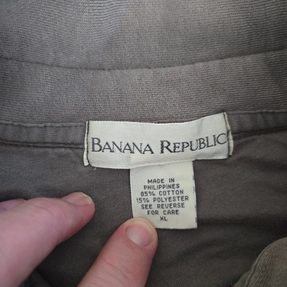 VTG 1989 Banana Republic Quarter Zip Sweatshirt Men XL Gray Long Sleeve Pullover